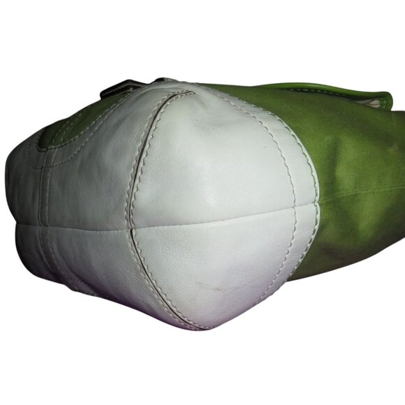 Coach 2006 Soho Canvas & Leather Mini Tote Buckle Front Flap Green & White - Picture 10 of 13